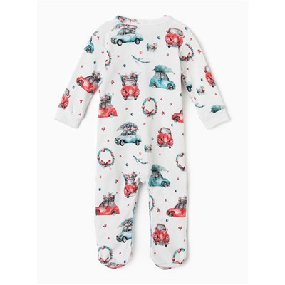 Комбинезон детский детский MINAKU New Year's cars, рост 62-68 см, белый