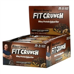 FITCRUNCH, Whey Protein Baked Bar, Chocolate Chip Cookie Dough, 12 Bars, 3.10 oz (88 g) Each