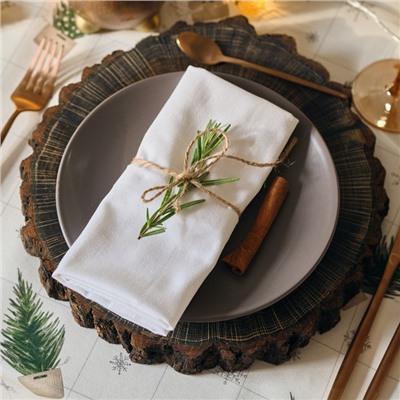 Салфетка столовая «Этель», 40×40, белая, 100% хлопок, саржа, 250 гр/м²