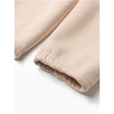 Брюки для девочки с начёсом MINAKU: Exclusive print, бежевые, Oversize рост 116 см