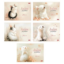 Альбом для рисования 24л "Нежность Флосси" 5 диз.,soft-touch (094479) Хатбер