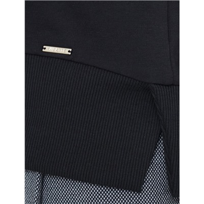 Свободный свитшот с принтом и разрезами из эластичного футера двухнитки без начеса