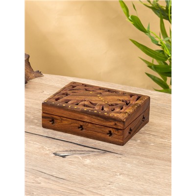 Шкатулка резная «Хранитель», 18×13×6 см, дерево шишам