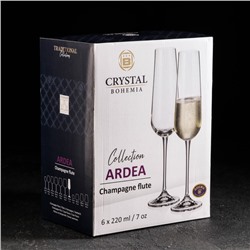 Бокалы для шампанского Ardea, 220 мл, набор 6 шт., стекло, прозрачные