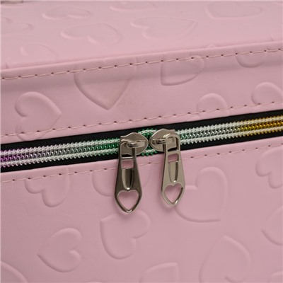 Набор шкатулок для украшений с зеркалом «Сердца», 3 шт., искусственная кожа, св. розовая