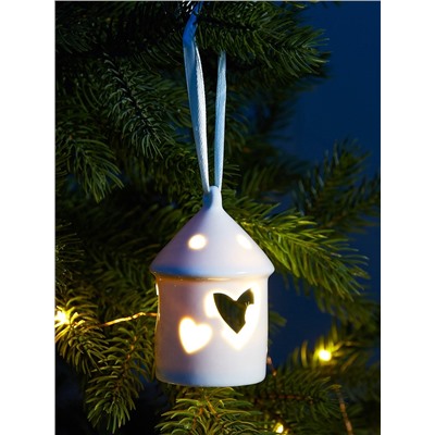 Светодиодная фигура «Дом с сердцем», 9.3×6×6 см, 1 LED, керамика, от батареек LR44×3 шт., тёплый белый свет