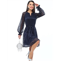 Платье темно-синее из гипюра