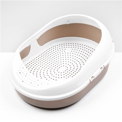 Лоток для кошек с бортом, сеткой и совком «Космо» 51.9×37.8×21.3 см, коричневый