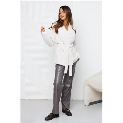 Кардиган оверсайз с поясом 427 (Беж,сер)