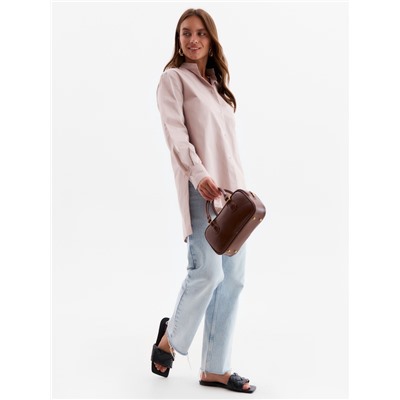 Рубашка женская удлиненная MINAKU: Casual Collection, размер 42, серо-розовая