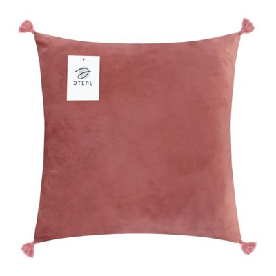 Наволочка декоративная с кисточками Этель, 45×45 см, велюр, пыльная роза