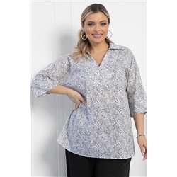 Блуза Легкость движения (бело-серая) Б12966-30М