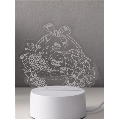 Светильник 3D RISALUX «Пасхальная корзинка», LED-ночник, RGB, от сети, 9.5×17×16.3 см