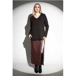 Лонгслив с V- образным вырезом (Шоколад)