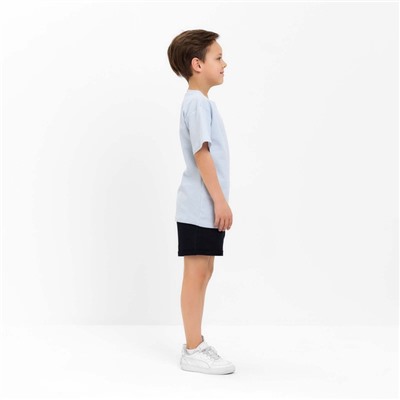 Футболка детская в полоску KAFTAN Basic line, размер 34 (122-128 см), голубой/белый