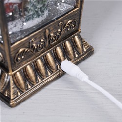 Светодиодная фигура «Фонарь с Дедом Морозом» 12×24×12 см, пластик, батарейки ААх3 (не в комплекте), USB, свечение тёплое белое