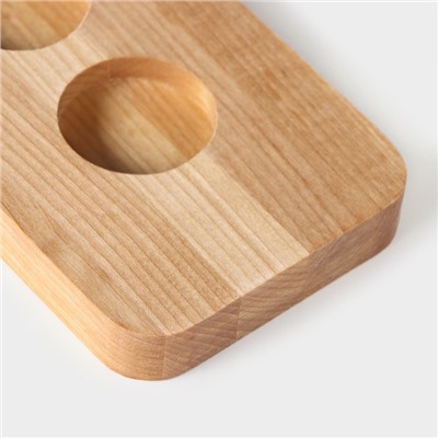 Доска для подачи шотов с ручкой Доляна, 60×9×1.8 см, на 8 рюмок, d=3.9 см, с пропиткой, дерево берёза