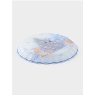 Блюдо сервировочное новогоднее Доляна «Новый Год в лесу», d=19, h=2.1 см, с бортиком, стекло, белое, голубое