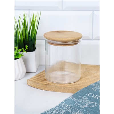 Банка круглая для сыпучих бамбуковая крышка d-65/150 мм Вертикаль 500 мл / 7177 /уп 120/