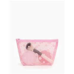Косметичка DOTs, с рисунком, сетка, на молнии, розовая
