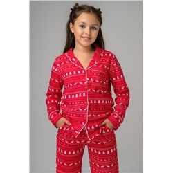 Новогодняя пижама для девочки с брюками и рубашкой Happyfox