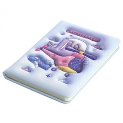 Подарочный блокнот 13,0 см * 18,0 см , 7БЦ, PU, поролон, конгрев, эффект 3D, 80л., линия, "Вертолет"