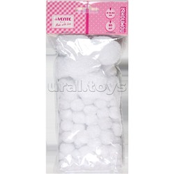 Набор помпонов для творчества "DIY" 80 шт, цвет белый