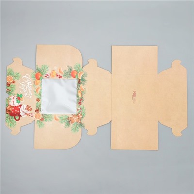 Коробка для капкейков складная с двусторонним нанесением «С Новым годом!», 16×16×10 см