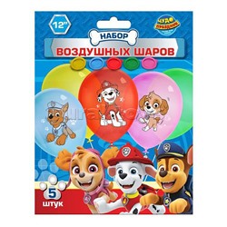Латексные шары - набор 5 шт цветной принт, "Щенячий патруль"