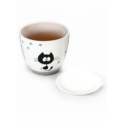 Горшок для цветов «Кот», 5 л, d=23 см, h=21 см, керамика, с поддоном, белый