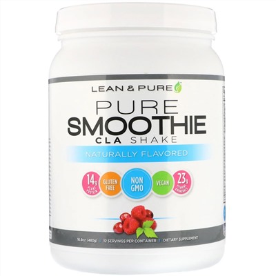 Lean & Pure, Чистый смузи, шейк с конъюгированной линолевой кислотой (CLA), с добавлением натуральных ароматизаторов, 480 г