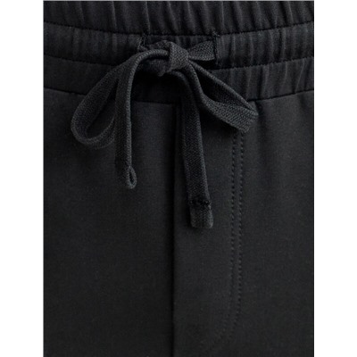 Брюки прямые на резинке из футера двухнитки с эластаном с затяжкой по низу