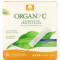 Organyc, Organic Tampons, Compact, Super Plus, 16 Tampons