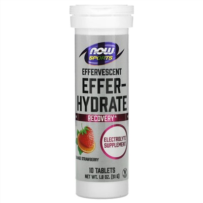 Now Foods, Sports, Effer-Hydrate, Orange Strawberry, 10 Tablets, 1.8 oz (51 g)