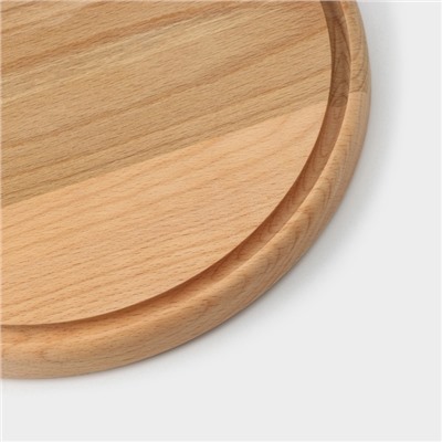 Доска разделочная с кровостоком Премиум «Круглая», d=25 см, бук