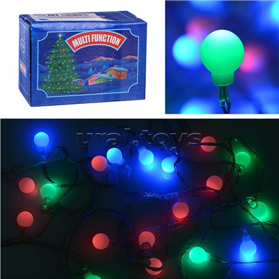 Электрогирлянда "Шарики матовые" 2,2м., 20 ламп, цветная