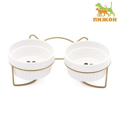 Миски керамические на подставке 2×250 мл