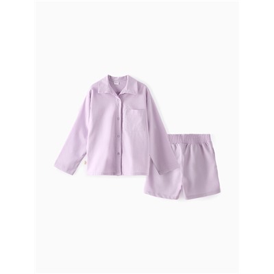 Комплект (рубашка и шорты) для девочки MINAKU, сиреневый, рост 152 см