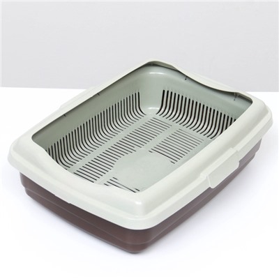 Лоток большой с сеткой и бортиком Atlantis «Стандарт», 43×33×12.5 см, шоколад