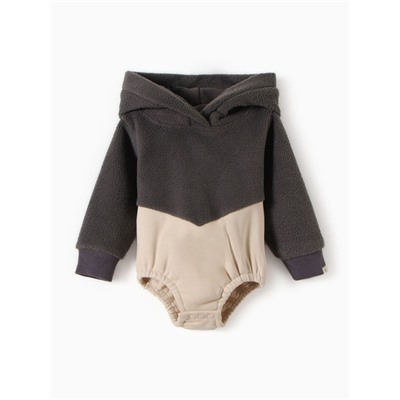 Худи - боди детское MINAKU, рост 62-68 см, графит, экрю