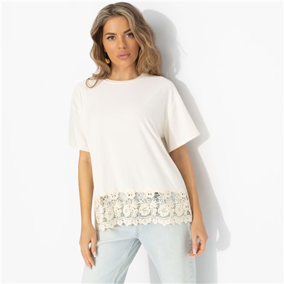 Футболка из трикотажа-лапша, Знак принцессы (беж)