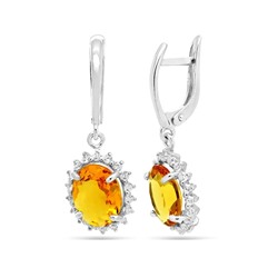 Серьги из серебра цитрин кварц, СПН4020