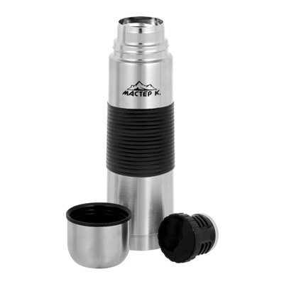 Термос Мастер К «Гильза», 500 мл, с кружкой, сохраняет тепло 24 ч, нержавеющая сталь, серебристый