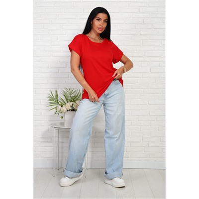 Футболка без рисунка с отворотами на рукавах, хлопок 100%, Арт. 561 НАТАЛИ, 1193896