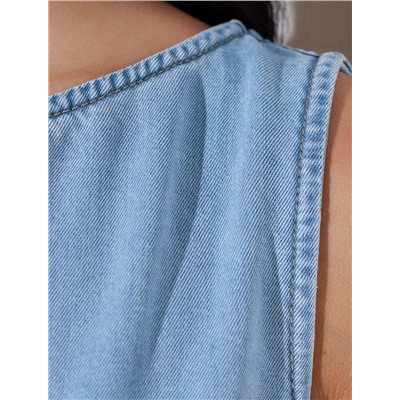 Топ с вырезом лодочка и асимметричным разрезом на спине из джинсового лиоцелла