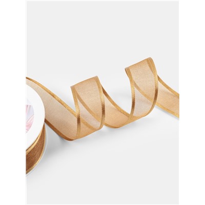 Лента декоративная, капроновая/атласная, 20 мм, 18±1 м, бежевая