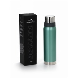 Термос Мастер К, 1 л, 2 крышки-кружки, нержавеющая сталь, бирюзовый