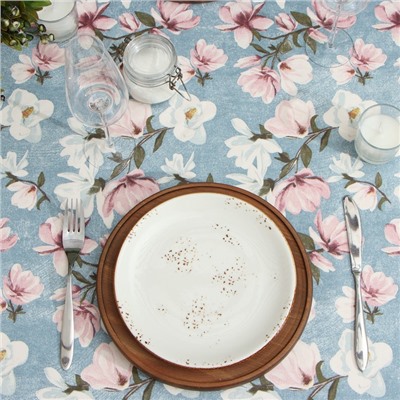 Скатерть «Доляна. Магнолия», 146×220 см, рогожка 158 г/м², 50% хлопок, 50% п/э