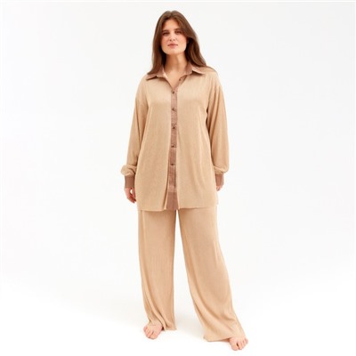 Костюм женский (рубашка, брюки) MINAKU: Casual Collection, цвет кофе, размер 54