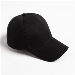 Бейсболка мужская однотонная MINAKU на липучке, размер 58, чёрная